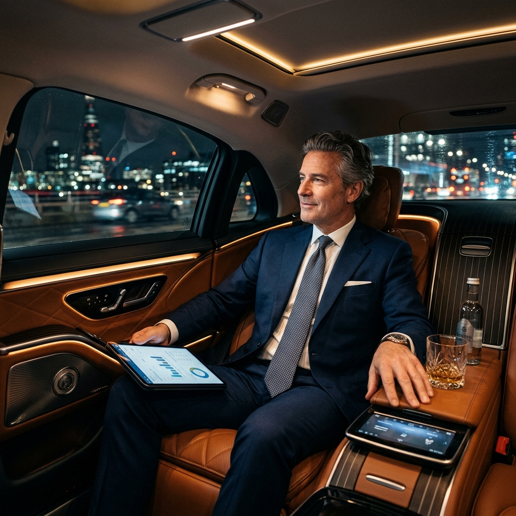 Geschäftsführer in einer Luxuslimousine